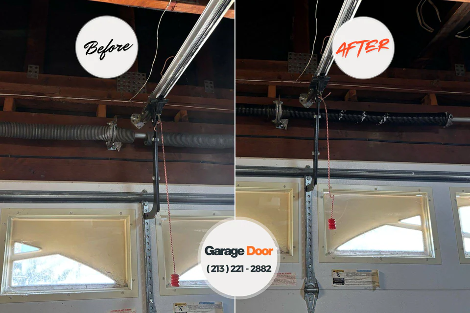 Before and after: garage door repair Orange Cove, CA